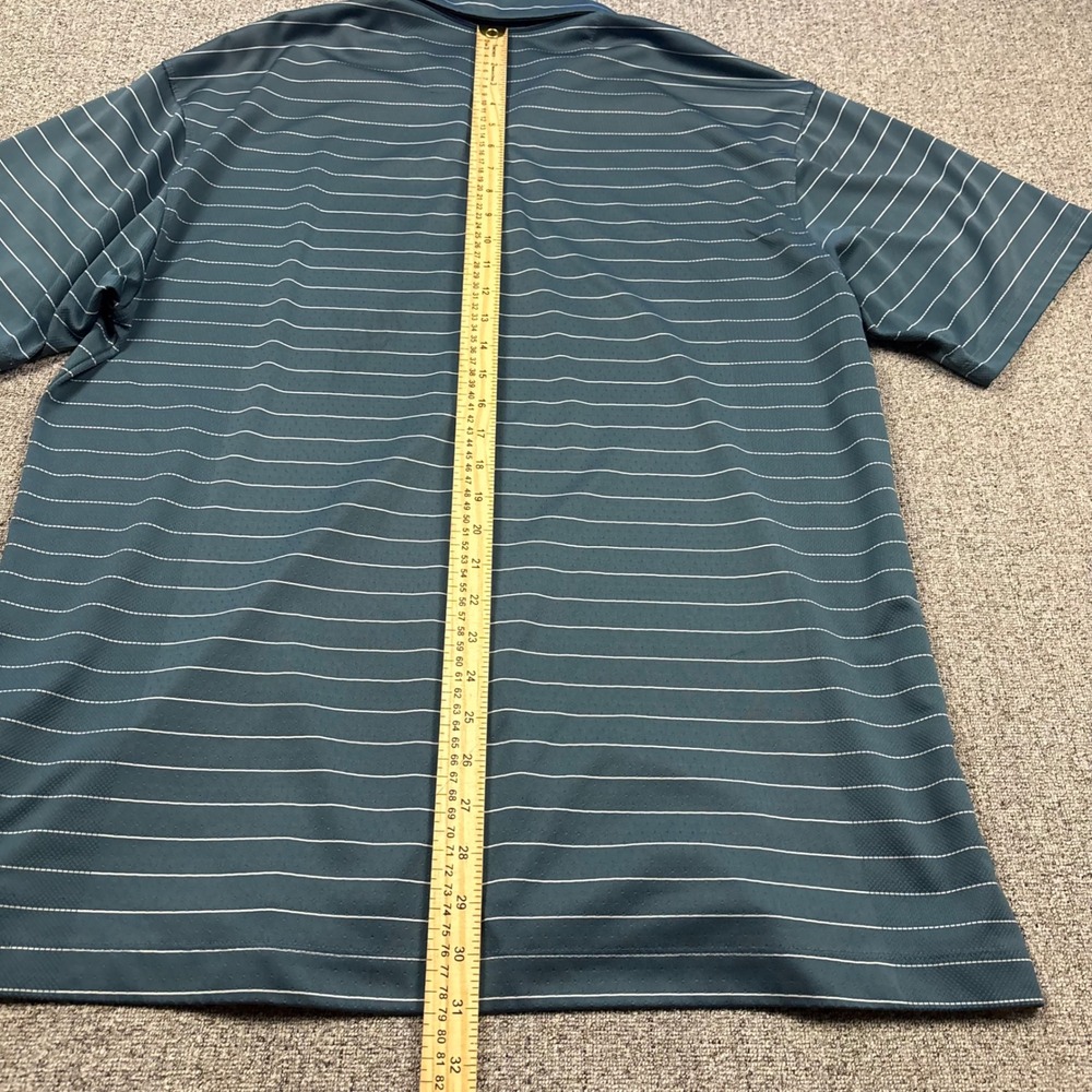 Nike Polo Shirt Mens XL Blue Green  Golf Victory Pinstripe Short Sleeve - Picture 9 of 9